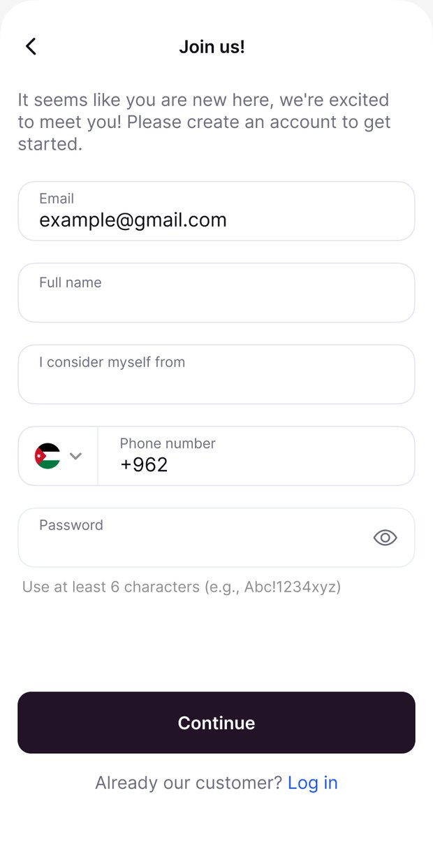 Platinumlist app sign-in screen
