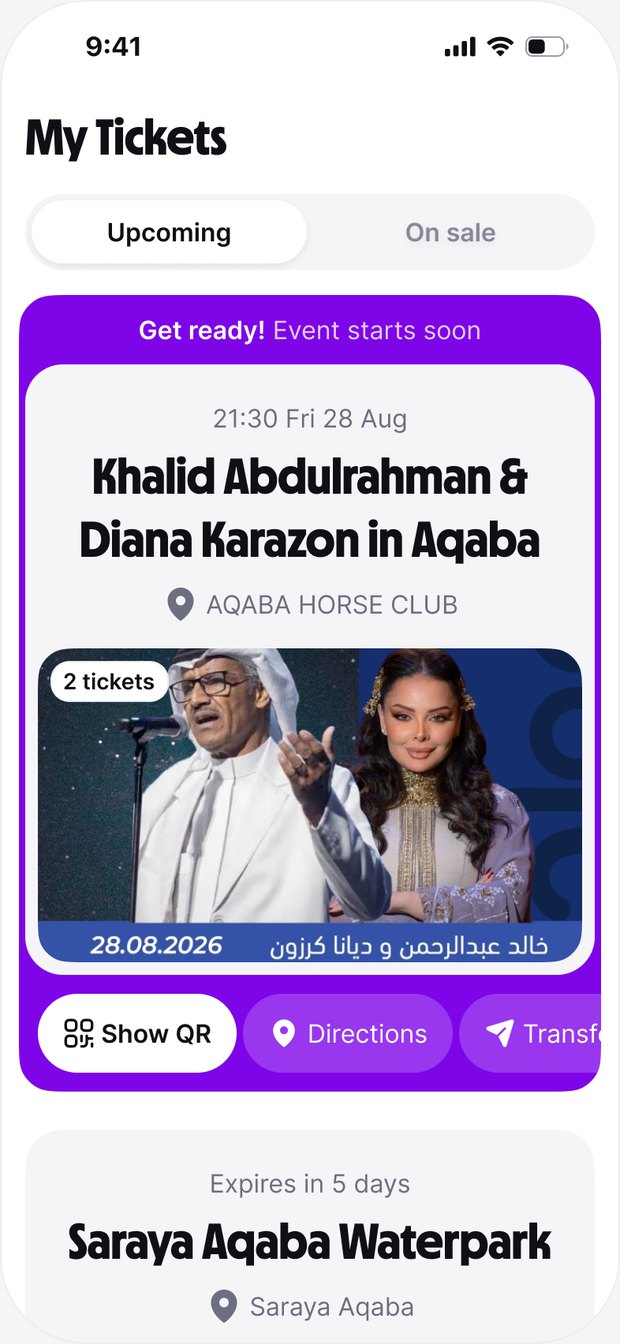 My Tickets list in the Platinumlist app